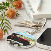 Oude citroenauto op een aanhangwagen in Frankrijk Sleutelhanger (Voorkant Rechts)