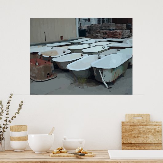 Oude Claw Foot Bath Tubs Poster (Keuken)