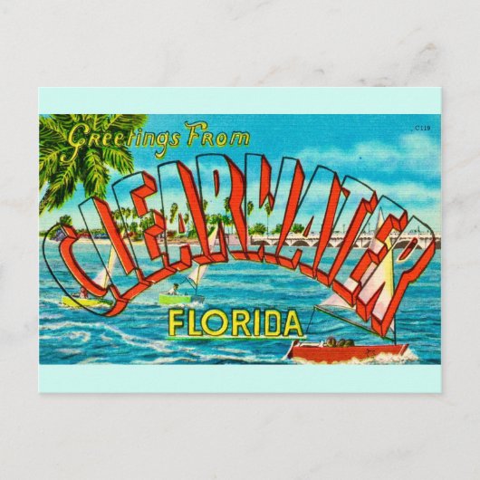 Oude Clearwater Florida ansichtkaart Briefkaart (Voorkant)