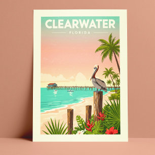 Oude Clearwater Florida Briefkaart