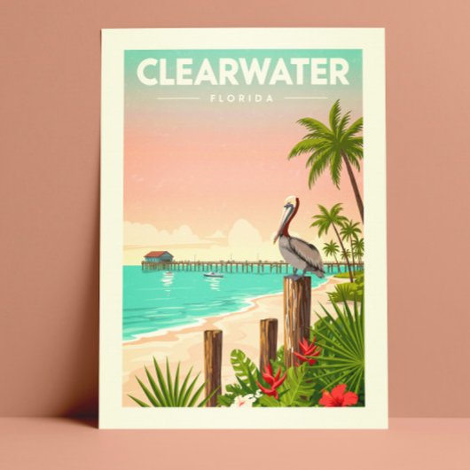 Oude Clearwater Florida Briefkaart