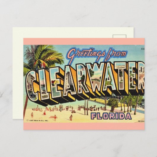 Oude Clearwater Florida Briefkaart (Voorkant / Achterkant)