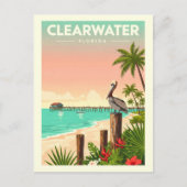 Oude Clearwater Florida Briefkaart (Voorkant)