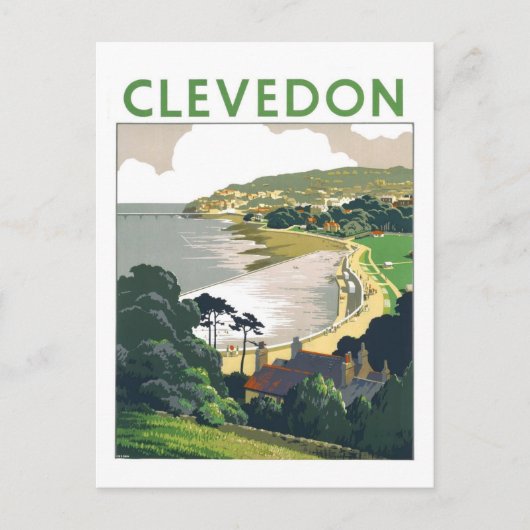 Oude Clevedon Reisposter Briefkaart (Voorkant)