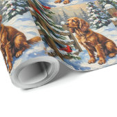 Oude Cocker Spaniel en Kardinalen Kerstmis Cadeaupapier (Rol Hoek)