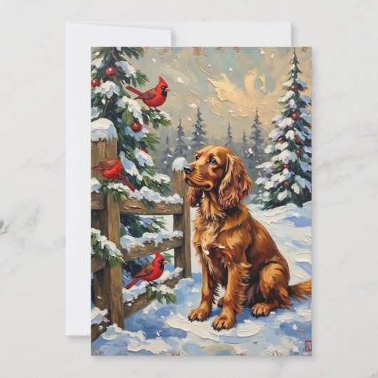 Oude Cocker Spaniel en Kardinalen Kerstmis Feestdagenkaart (Voorkant)