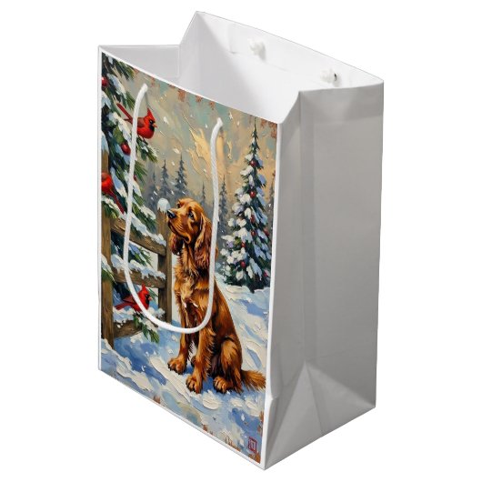Oude Cocker Spaniel en Kardinalen Kerstmis Medium Cadeauzakje (Voorkant Gekanteld)