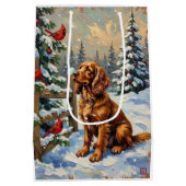 Oude Cocker Spaniel en Kardinalen Kerstmis Medium Cadeauzakje (Achterkant)