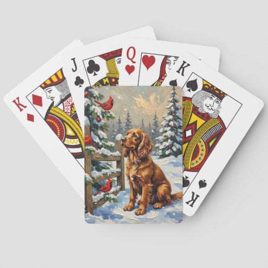 Oude Cocker Spaniel en Kardinalen Kerstmis Pokerkaarten (Achterkant)