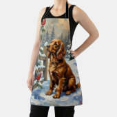 Oude Cocker Spaniel en Kardinalen Kerstmis Schort (Insitu)