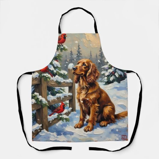 Oude Cocker Spaniel en Kardinalen Kerstmis Schort (Voorkant)
