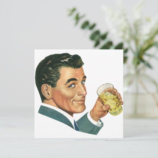 Oude cocktails drankjes, man drinkt uitnodiging (Staand voorkant)