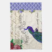 Oude Collage met Pauwstaartmotief Theedoek (Verticaal)