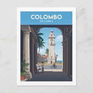 Oude Colombo-vuurtoren en klokkentoren Sri Lanka Briefkaart