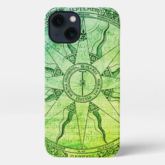 Oude Compass Roos Green iPhone Case Hoesje (Achterkant)