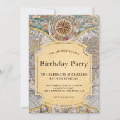  Oude Compass Wereldkaart Birthday Party Kaart (Voorkant)