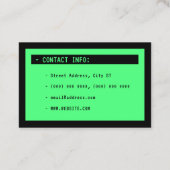 Oude computerscherm groen en zwart visitekaartje (Achterkant)