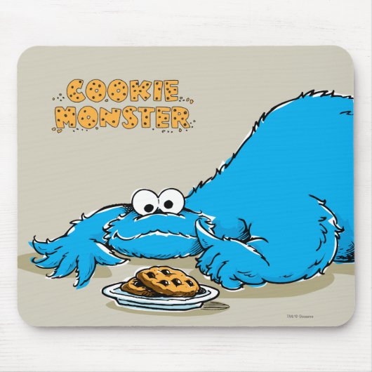 Oude Cookie Monster Bord met Koekjes Muismat (Voorkant)
