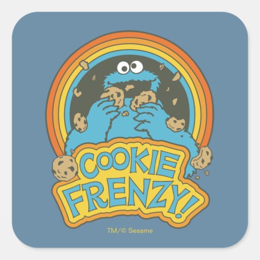 Oude Cookie Monster | Cookie Frenzy Vierkante Sticker (Voorkant)