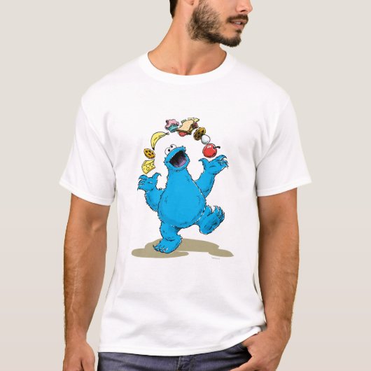 Oude Cookie Monster die jongleert T-shirt (Voorkant)