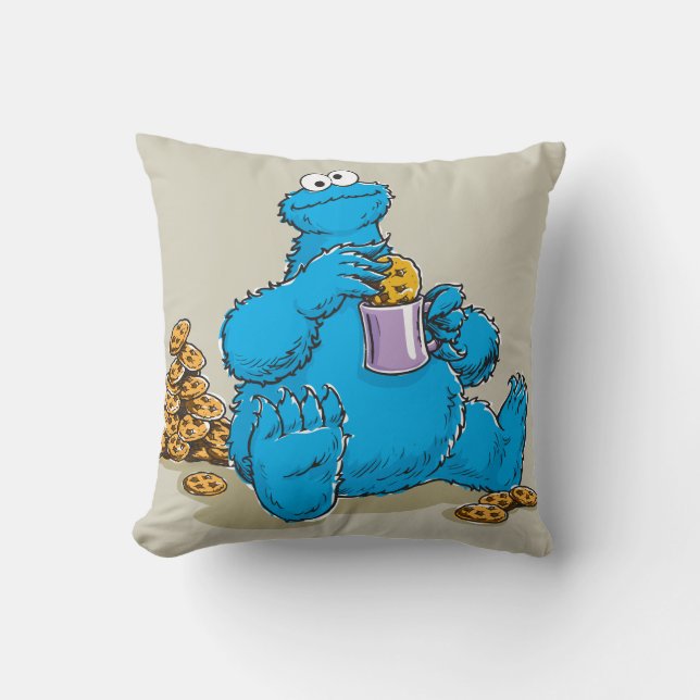 Oude Cookie Monster Eet Koekjes Kussen (Voorkant)
