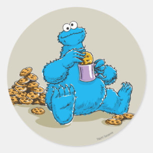 Oude Cookie Monster eet koekjes Ronde Sticker