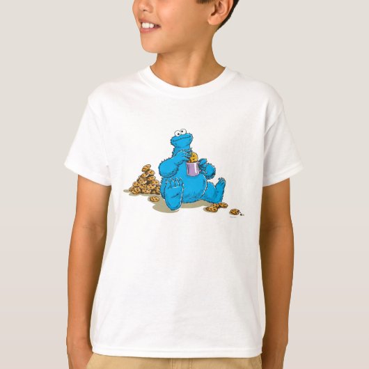 Oude Cookie Monster Eet Koekjes T-shirt (Voorkant)