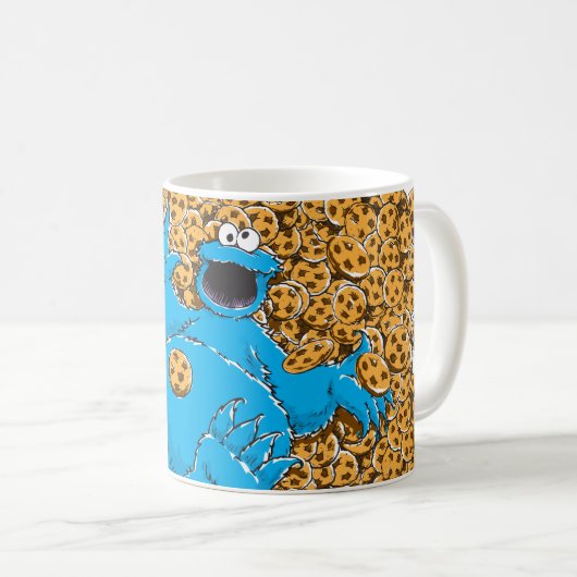 Oude Cookie Monster en koekjes Koffiemok (Voorkant rechts)