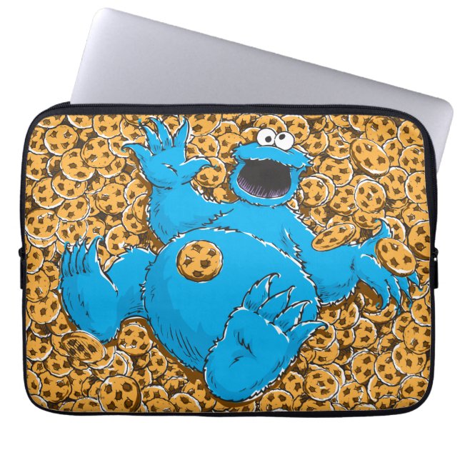 Oude Cookie Monster en koekjes Laptop Sleeve (Voorkant)