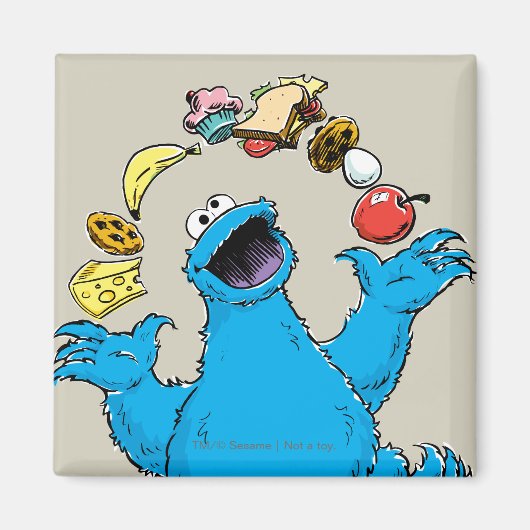 Oude Cookie Monster Jonglerend Magneet (Voorkant)