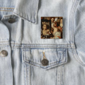 Oude coquette vierkante button 5,1 cm (In situ)