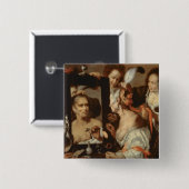 Oude coquette vierkante button 5,1 cm (Voorkant /achterkant)