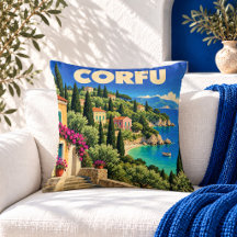 Oude Corfu Griekenland Reisposter Worpkussen
