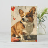 Oude Corgi Valentijnsdag Feestdagenkaart (Staand voorkant)