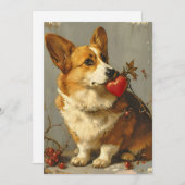 Oude Corgi Valentijnsdag Feestdagenkaart (Voorkant / Achterkant)
