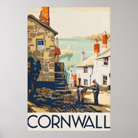 Oude Cornwall Reisposter Print, Kuststreek Poster (Voorkant)