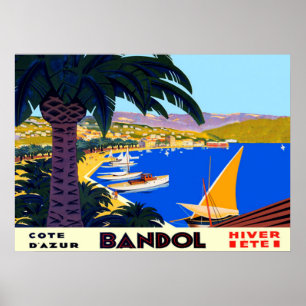 Oude Côte D'Azur Bandol Franse Reisposter Poster