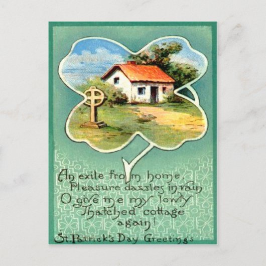 Oude Cottage Ierse Kruis St. Patrick's Dag Kaart (Voorkant)