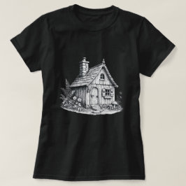 Oude Cottage Schets Cottagecore Kunst T-shirt