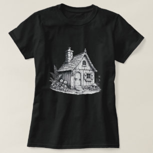 Oude Cottage Schets Cottagecore Kunst T-shirt