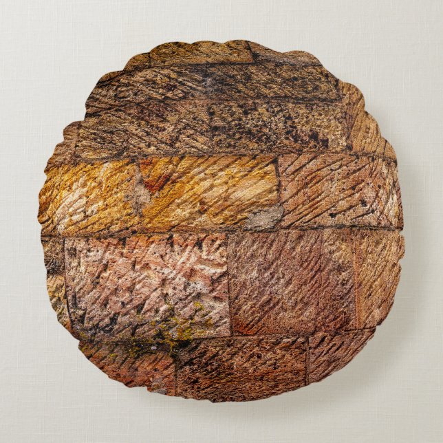 Oude Coulterville Bakstenen Rond Kussen (Voorkant)