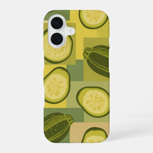 Oude Courgette Slice Patroon iPhone 16 Hoesje (Achterkant)
