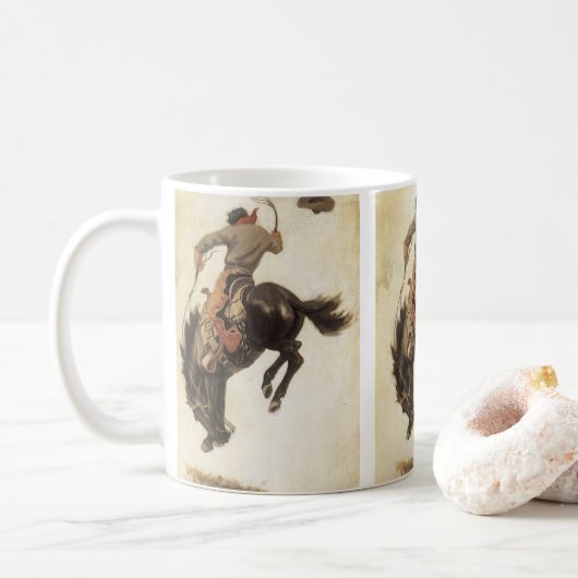 Oude Cowboy, Bronco Buster Studie door NC Wyeth Koffiemok (Met donut)