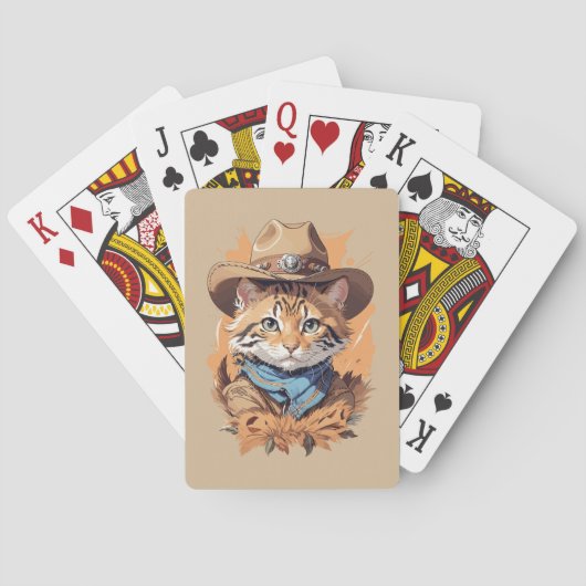 Oude cowboy kitten ontwerp pokerkaarten (Achterkant)