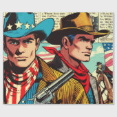 Oude Cowboy Strips Cadeaupapier (Vlak)