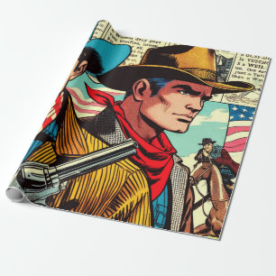 Oude Cowboy Strips Cadeaupapier