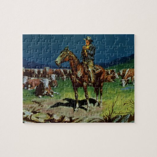 Oude Cowboy, Veeboer op de Boerderij Legpuzzel (Horizontaal)