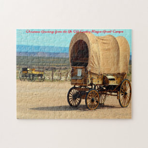 Oude Cowboy Wagon Arizona. Kerstgroeten Legpuzzel