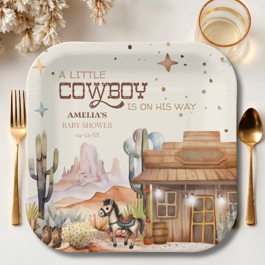 Oude Cowboy Western Papieren Bordje