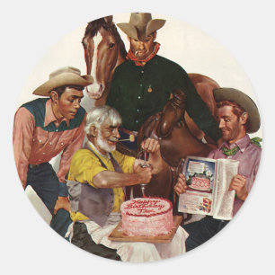 Oude Cowboys, Verjaardagsfeestje Tex Ronde Sticker